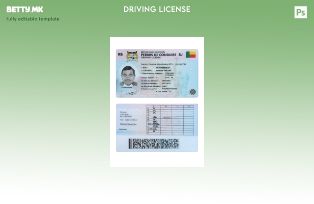 Шаблон за возачка дозвола од Бенин во модерен стил